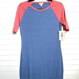 Fitted Shirt Dress Baseball Sleeve Lularoe Julia XS Small